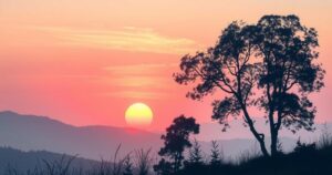 A serene landscape with a calming sunset, symbolising hope and healing in a relationship.