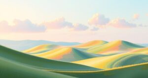 A serene landscape reflecting new beginnings, featuring soft pastel colours and gentle brush strokes.