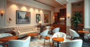 A serene New York City cafe scene with cozy ambience and stylish decor, reflecting celebrity lifestyle.