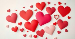 A celebratory design featuring vibrant love hearts and warm tones, reflecting familial love and connections.