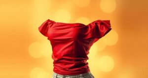 A vibrant red tube top symbolizing freedom and confidence, set against a soft background of warm hues.