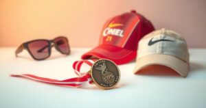A proud family moment featuring a medal and sport gear in a warm setting, celebrating achievement and togetherness.