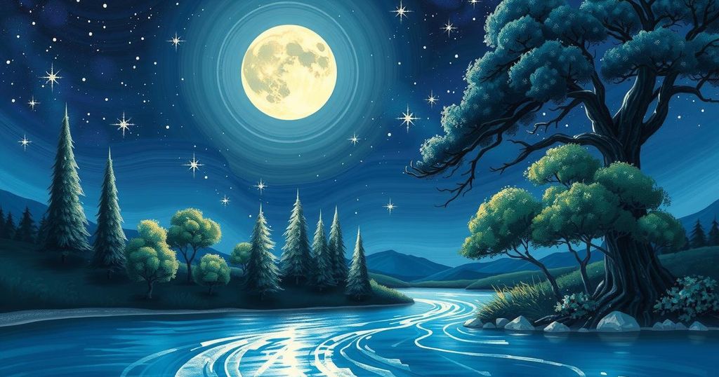A romantic and dreamy landscape reflecting admiration and connection between two stars.