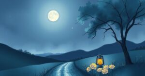 A serene night scene reflecting hope and legacy, symbolising love and remembrance amidst gentle shadows.