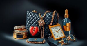 An abstract representation of celebrity culture with luxury items and dramatic shadows reflecting public sentiment.