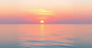 Illustration of a serene sunset over a calm ocean, symbolising the end of a chapter after a long relationship.