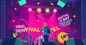 Vibrant concert scene capturing the excitement of live music and celebrity moments in a dynamic, modern style.