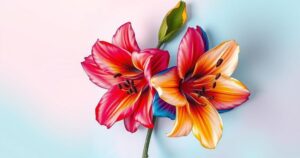A vibrant, colourful illustration showing two intertwined flowers symbolising a blossoming relationship.