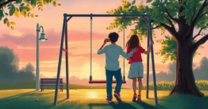 Family scene depicting love and support, showcasing co-parenting celebration with warm tones.