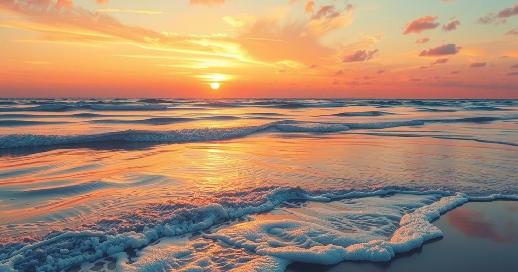 A serene sunset over a calm beach, symbolising personal growth and maturity in relationships.