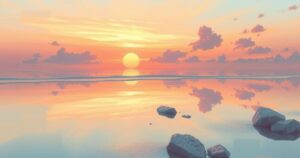 A serene sunset over a tranquil beach, symbolising reflection and growth after a significant relationship change.