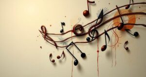 A musical symbol representing legacy and anonymity, with muted earth tones and a serene, abstract style.