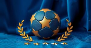 Stylised football with golden accents and royal elements, reflecting a prestigious sports legacy.
