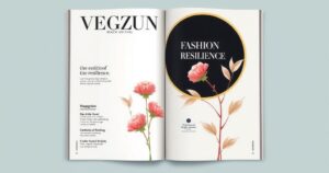 A vibrant magazine cover with a minimalist design, featuring elegant typography and pastel colours, symbolising style and resilience.