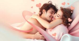A serene, abstract representation of love concepts like intimacy and connection, featuring warm colours and organic shapes.