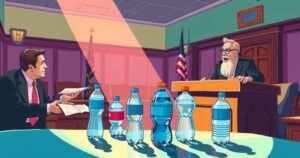 A vibrant scene representing a light-hearted legal discussion between celebs, featuring humour and creative interactions.