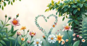 A serene family moment with soft pastel colours, showcasing unity and love in a tranquil garden setting.