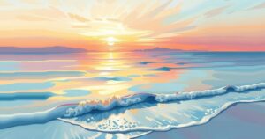 A serene sunset over a calm beach, symbolising closure and new beginnings.