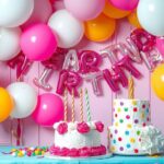 A joyful celebration scene with balloons and festive decorations, symbolising friendship and togetherness.