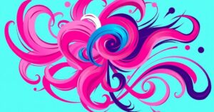 A colourful abstract representation of drag artistry with vibrant hues and playful shapes.
