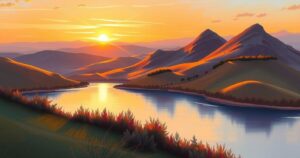 A serene landscape with a sunset, symbolising reflection and personal growth amidst challenging life events.