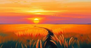 A serene landscape with a sunset, symbolizing resilience and strength in facing life's challenges.