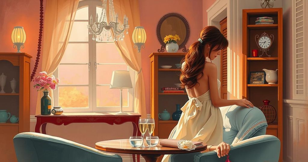 A romantic setting featuring soft lighting, elegant decor, and a warm colour palette reflecting a couple's bond.