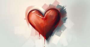 A romantic scene depicting a heart surrounded by shadows, symbolising unrequited love with soft pastels.