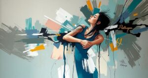 Abstract representation of emotional struggles and resilience, featuring muted colours and expressive brushwork.