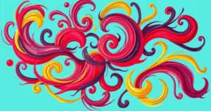 A vibrant illustration capturing the drama of celebrity scandals with bright colours and a whimsical artistic style.
